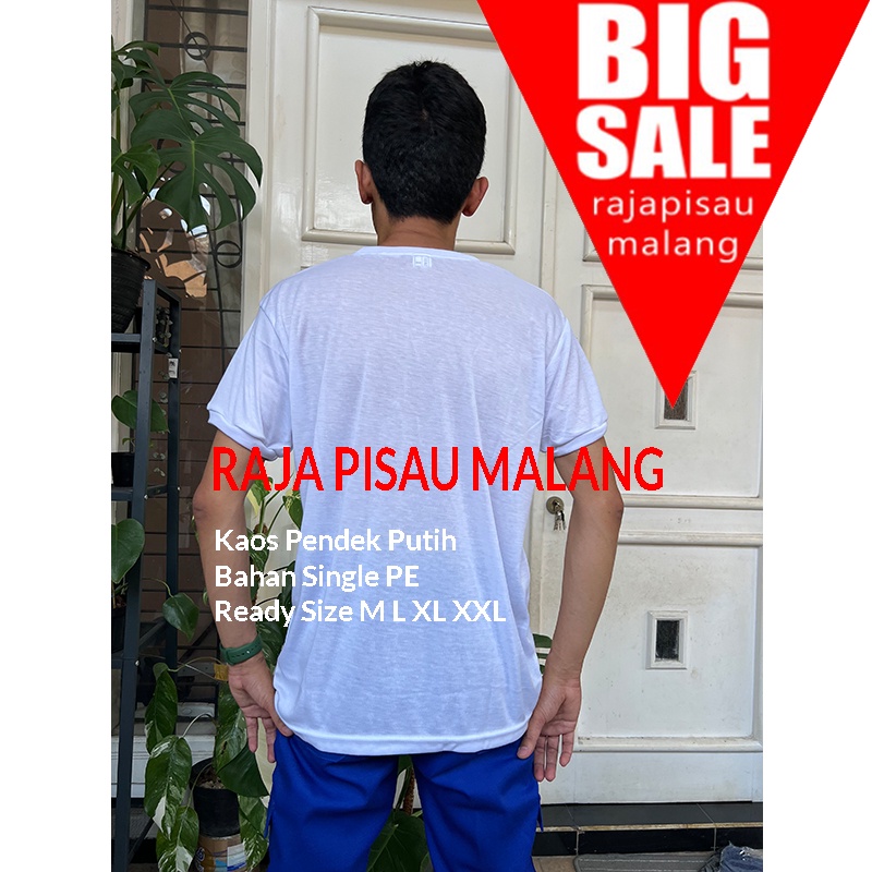 Kaos Putih Polos Pendek Kerah Biasa Bahan Pe