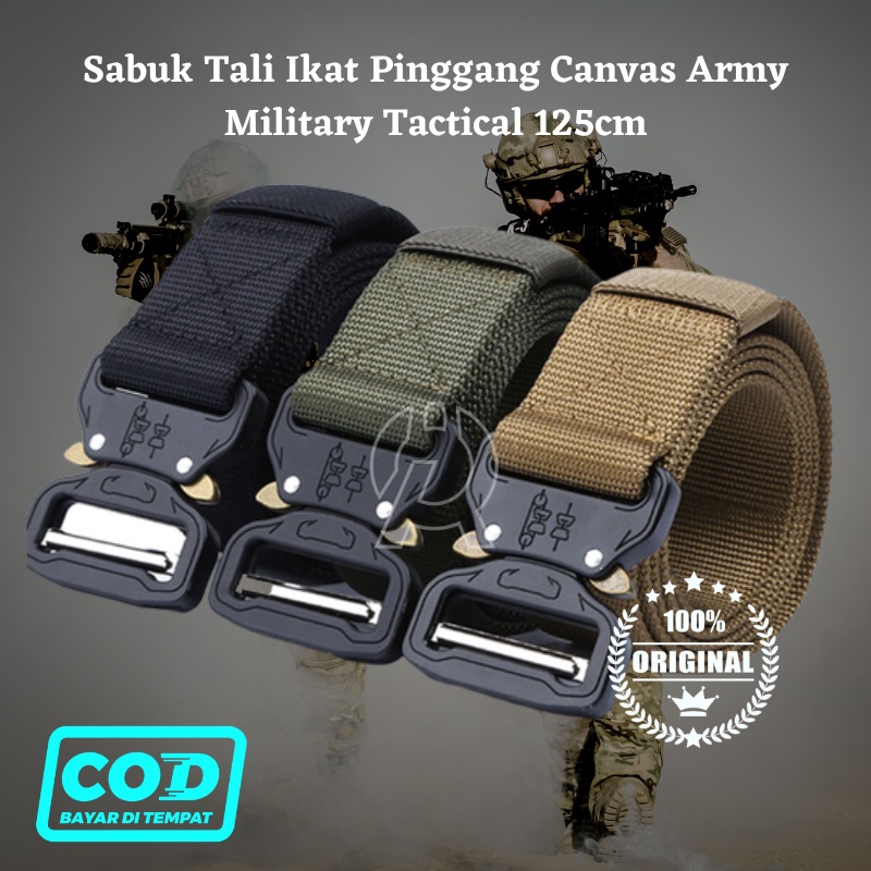 TERMURAH Sabuk Tali Ikat Pinggang Canvas Army Military Tactical 125cm Fast Unlock