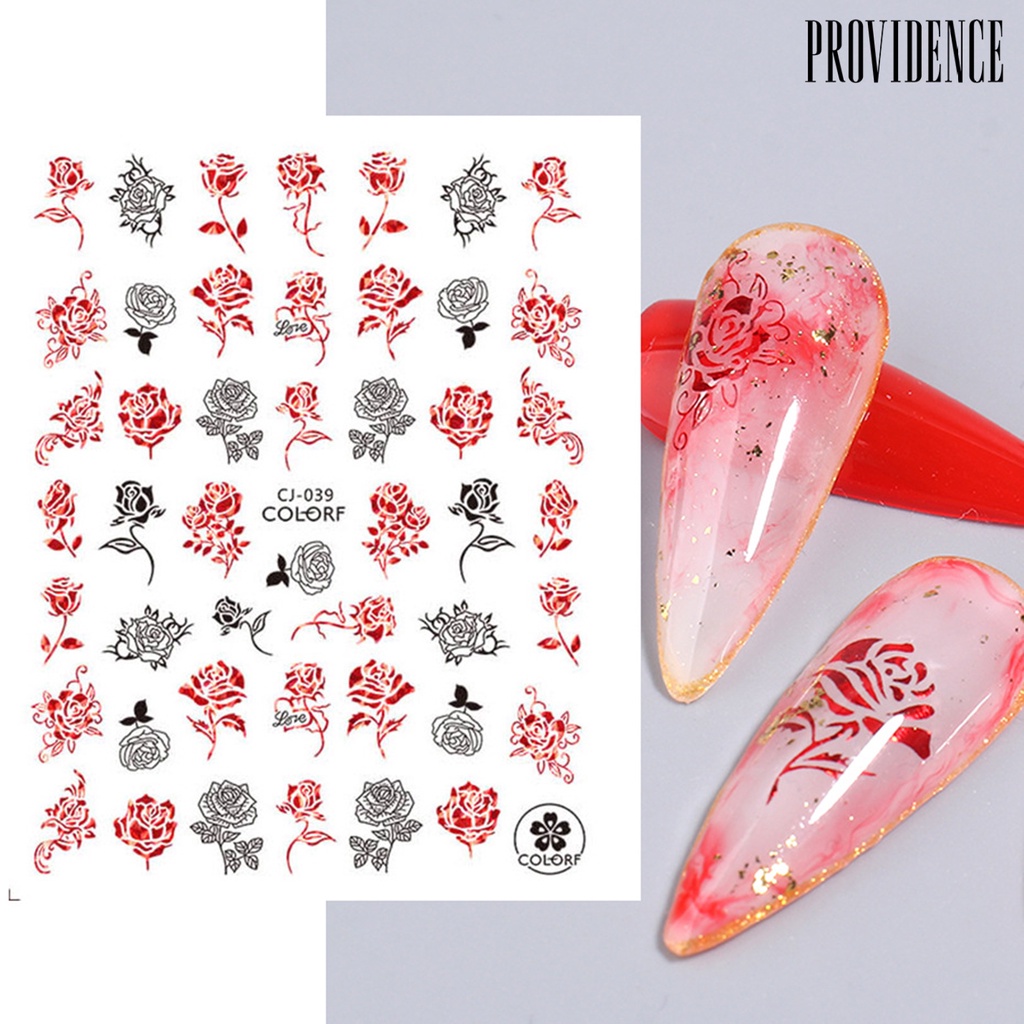 Providence 2Pcs Stiker Nail Art Tidak Luntur Mudah Tempel Perekat Diri Tidak Rontok DIY Valentines Day Merah Pola Hati Manicure Decal Salon Kuku Pasokan