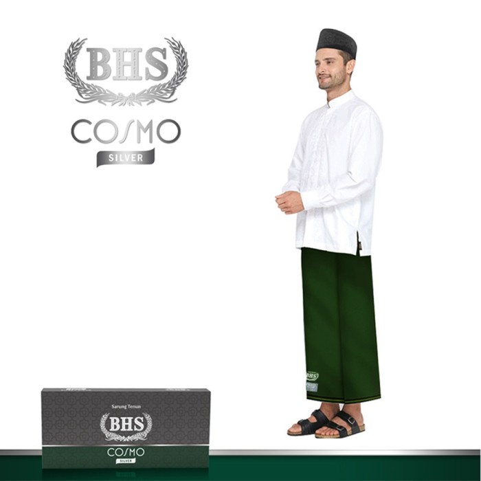 Sarung BHS Cosmo Silver Warna Polos Hijau Tua