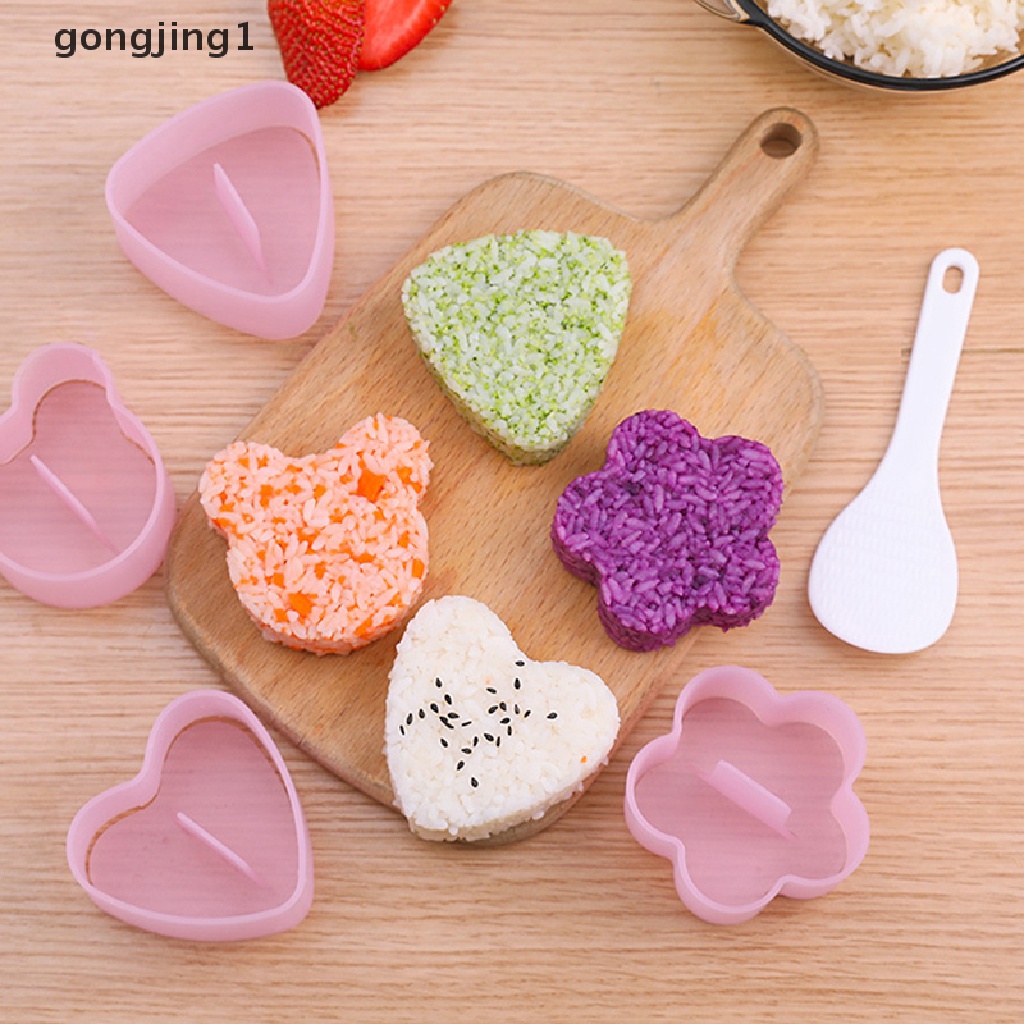 Ggg Alat Bento Makanan Anak DIY Sushi Mold Triangle Love Plum Blossom Bear Rice Ball Mold Anti Lengket Dapur Sushi Making Kit Seaweed Press Device Mold Bento Sushi Tools ID