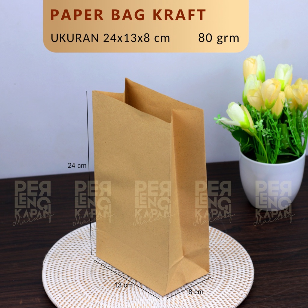 

Kantong Kertas Kraft Paper Bag Coklat Polos Goodie Bag 80 Gram