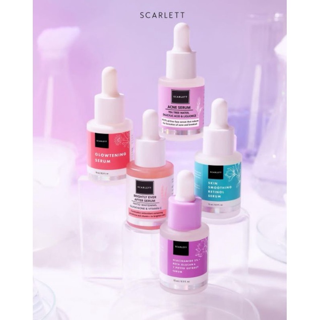 SCARLET OFFICIAL SCARLETT SERUM SCARLET ACNE SERUM SCARLET BRIGHTENING SERUM SCARLET GLOWTENING SERU