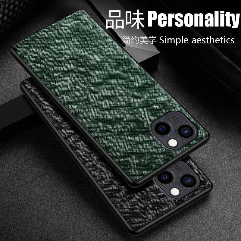 IPHONE 13 MINI 13 13 PRO 13 PRO MAX COVER SOFT CASE CANVAS CROSS PATTERN SILIKON SOFTCASE - IP 13, BLACK