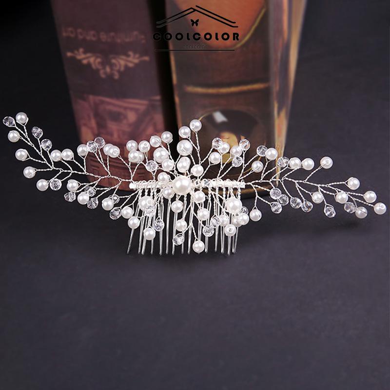 COD❤️Klip Samping Wanita Kartu Rambut Kristal Kartu Rambut Mutiara Aksesoris Rambut Aksesori Pernikahan Hiasan Kepala- cl