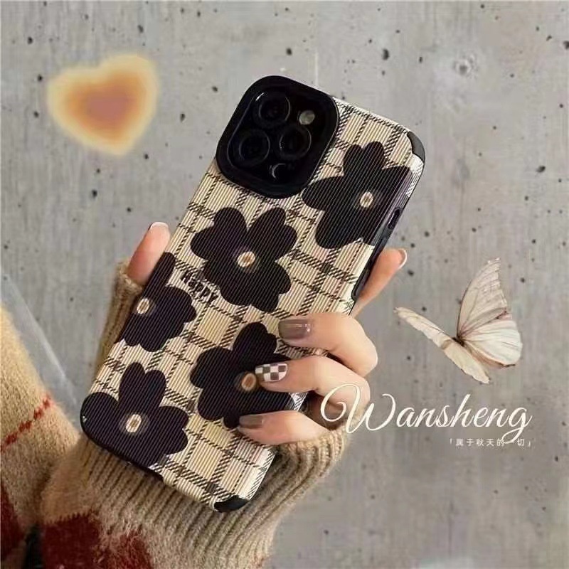 IPHONE Ins Pola Bunga Cocok Untuk Iphone14 14pro 14Plus 14prm Iphone13 13pro 13prm Iphone11 7Plus 8Plus Xr XS 12 Pro Max Empat Sudut Casing Ponsel Tahan Guncangan