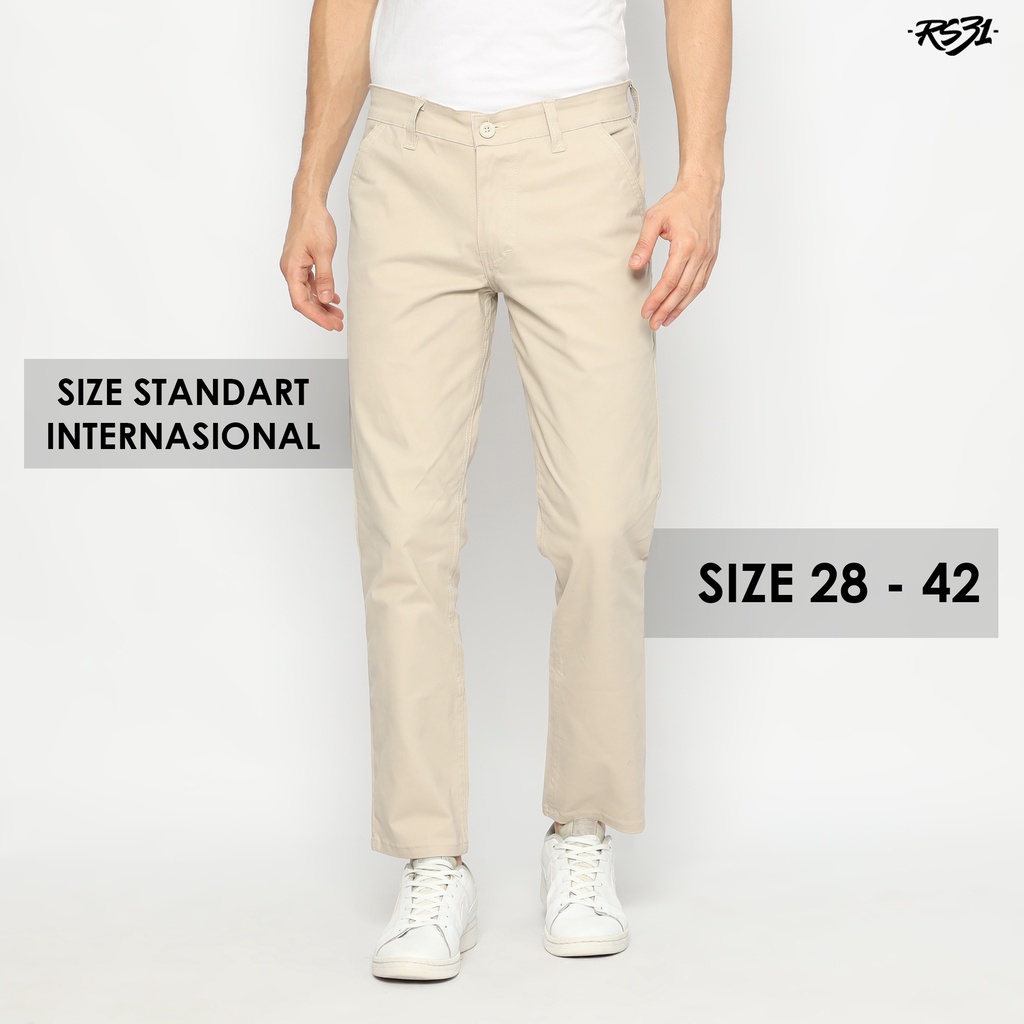 RS31 Chino Pants High Quality Super Big Size Cream - Celana Kerja Pria Berbahan Kain Ukuran Jumbo Krem