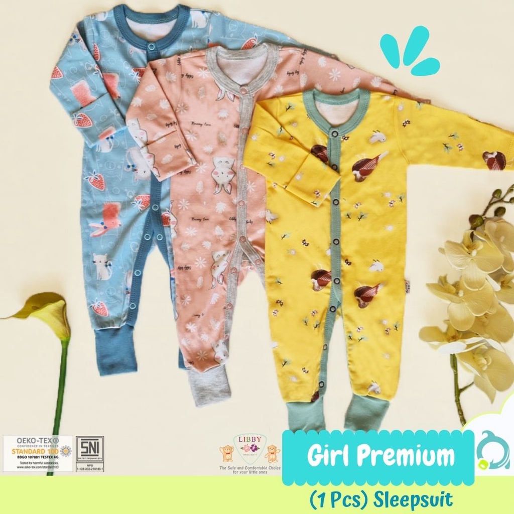 LIBBY Premium Sleepsuit Motif Girl 0-12 Bulan (1 pcs/pack)