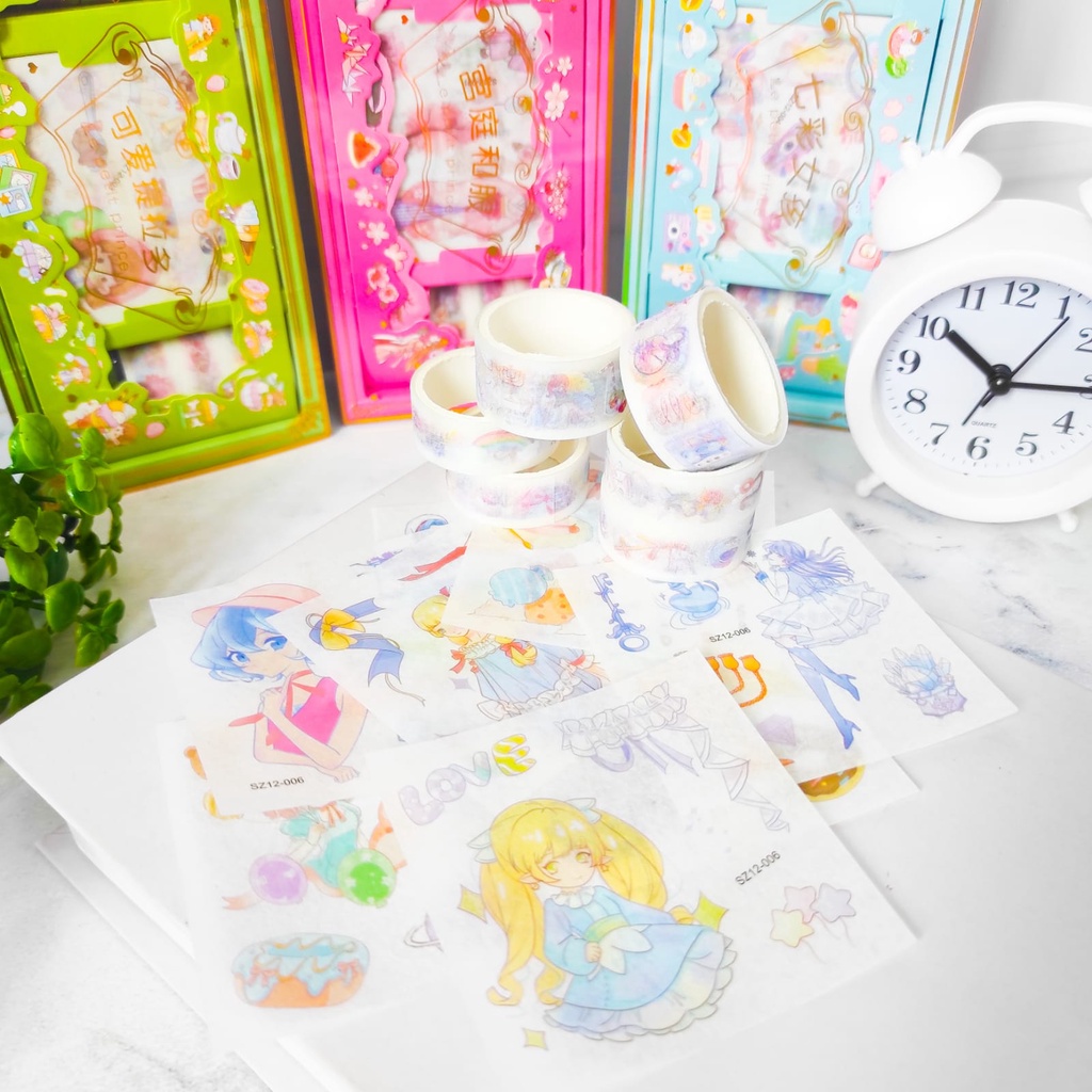 SET Sticker Kode SZ-12 Set Daily Manual Cute Pattern Decorative Tape Sticker STIKER WASHI TAPE