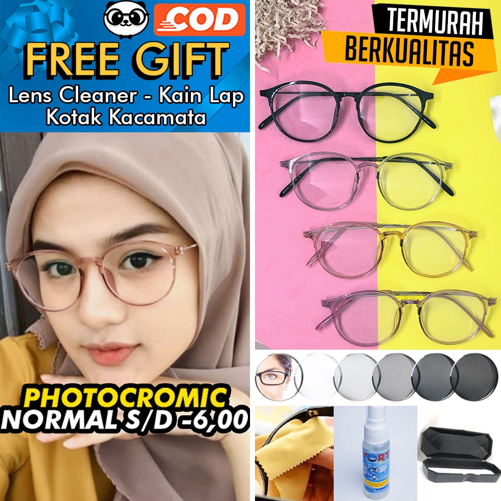 Kacamata PHOTOCROMIC 2125  Lensa Berubah Warna di Luar Ruangan Anti Radiasi UV Sunglass Blueray Bluecromic Minus/Plus Korea Fashion Pria &amp; Wanita Frame Lentur Oval