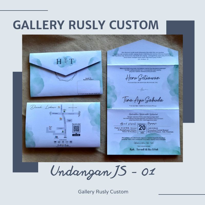 UNDANGAN PERNIKAHAN/UNDANGAN MODEL AMPLOP/UNDANGAN AMPLOP LIPAT TIGA