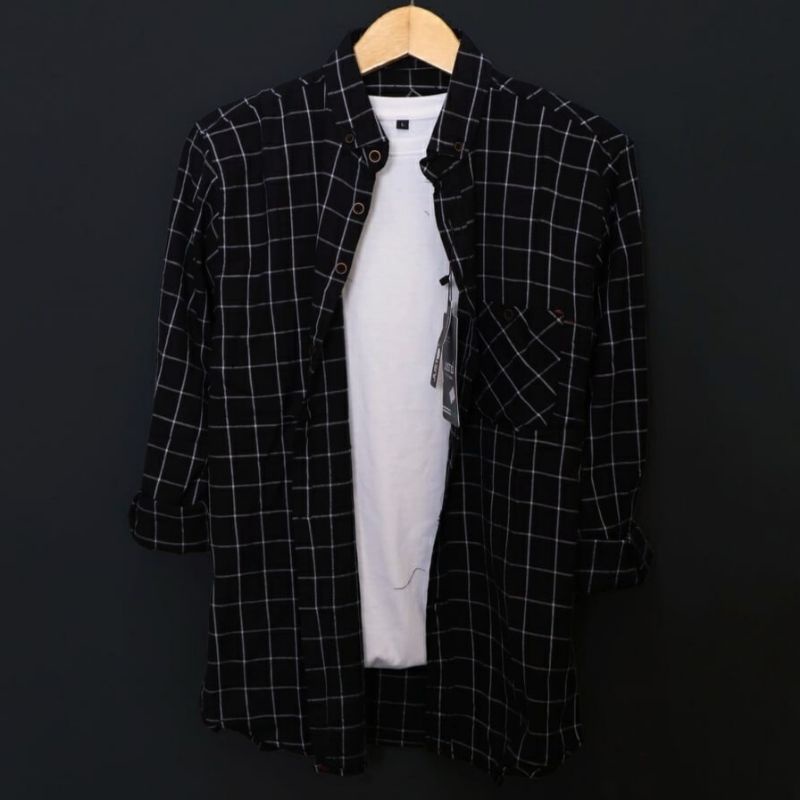 Baju Kemeja Flanel Planel Pria Cowok Premium  Kasual Kuliah Lengan Tangan Panjang