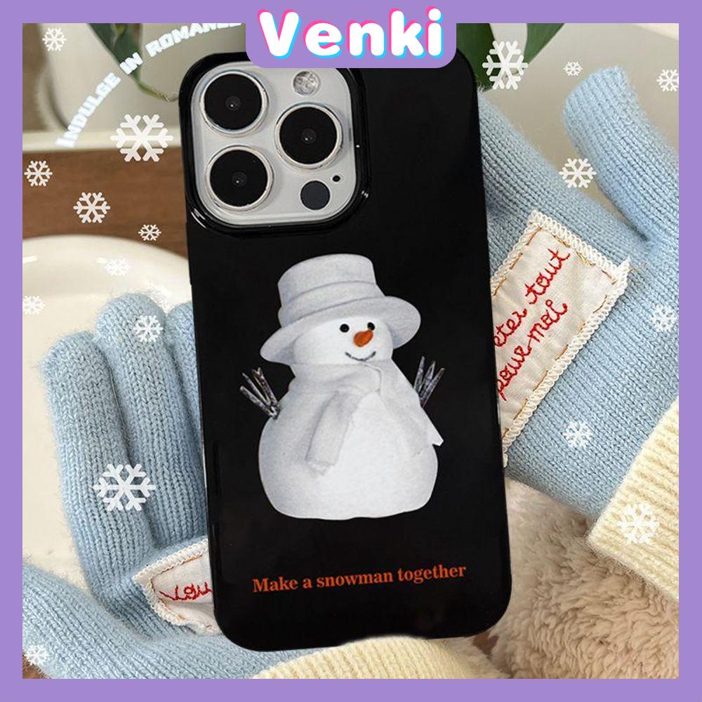 Case iPhone 14 Pro Max TPU Soft Case Christmas Snowman Glossy Black Candy Case Camera Protection Shockproof For iPhone 14 13 12 11 Plus Pro Max 7 Plus X XR