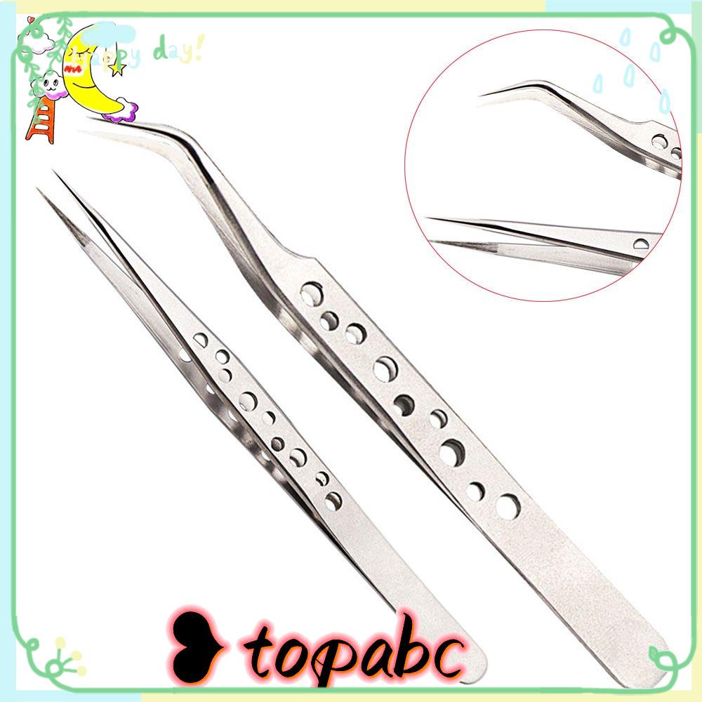 Top Eyelash Tweezer Alat Klip Nippers Lurus Stainless Steel Baru