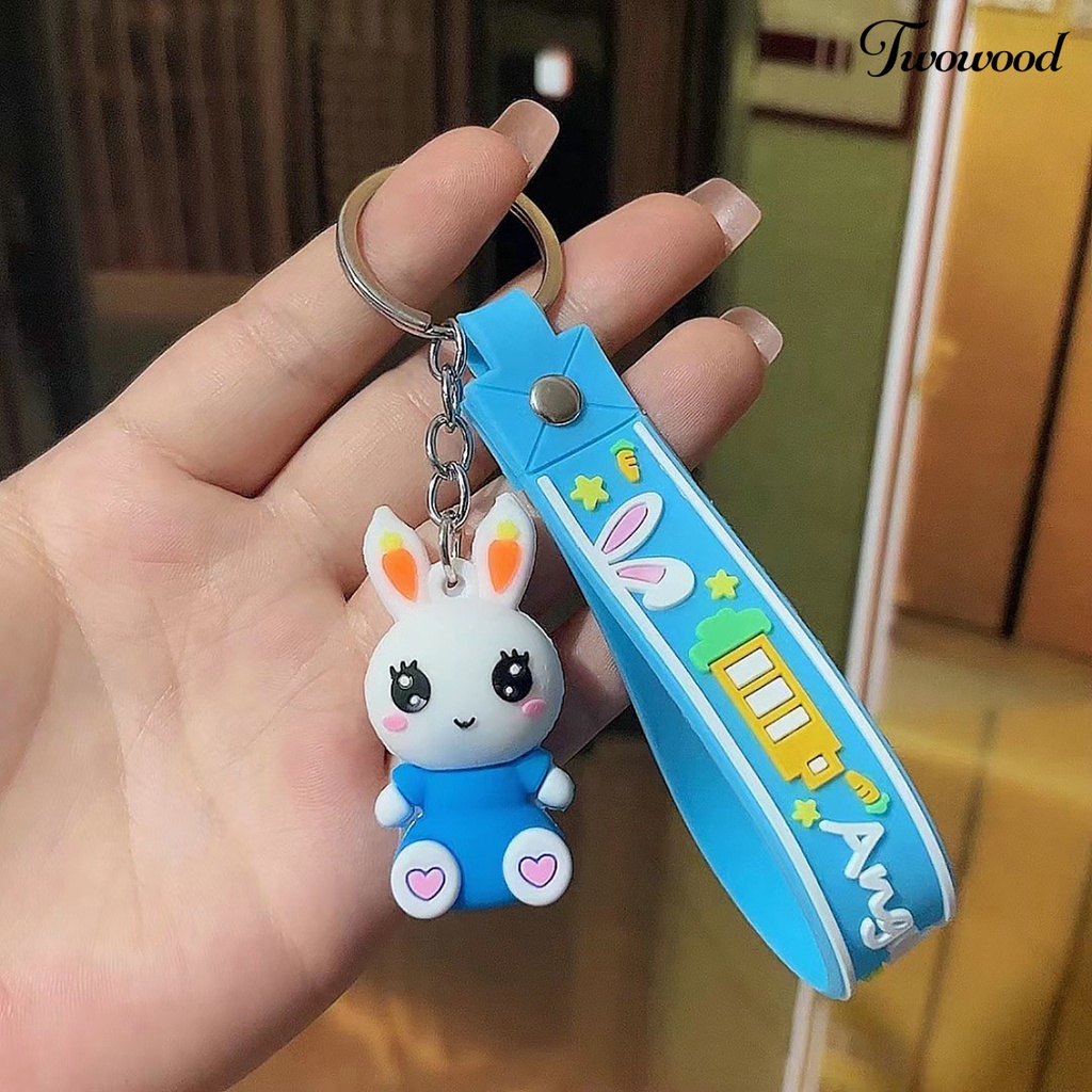 Twowood Key Pendant Good-looking Kartun Indah Hias Aplikasi Lebar Menghias Warna Hidup DIY Boneka Tiga Dimensi Bunny Keychain Untuk Ransel