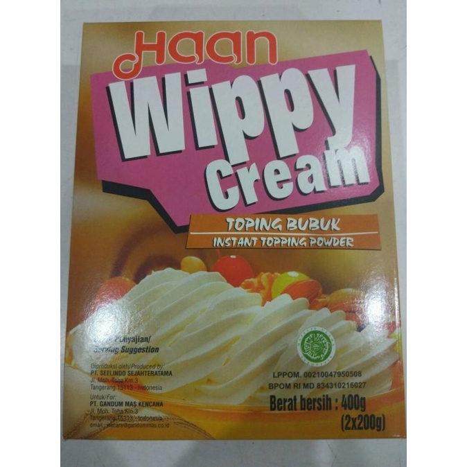 

wippy cream / whipping / whipped cream HAAN 400 gram BUBUK TERLARIS TERPERCAYA ORIGINAL