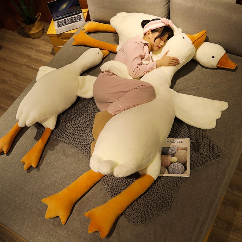 【In Stock】Cute 19.7/35.4/51.2in White Goose Huge Pillow Plush Sleeping Toy Soft Cushion Gift