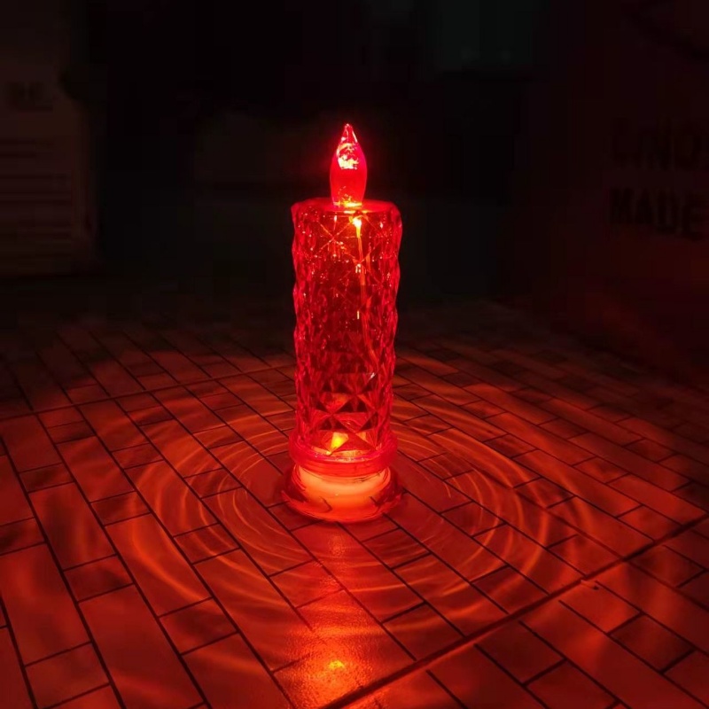 Exquisite Rose Pattern Refrative Simulated Candle Light/Lampu Lilin Transparan Bertenaga Sel Tombol/Lampu Ambient Romantis Pesta Rumah