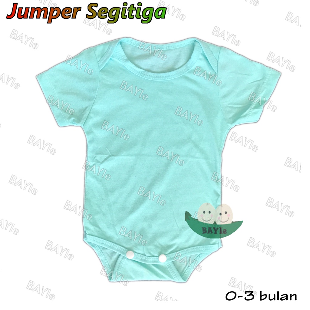 BAYIe - 6 PCS Baju Bayi model Jumper/Jumpsuit/Romper Segitiga Pendek POLOS Bahan Katun new born 0-3 Bulan