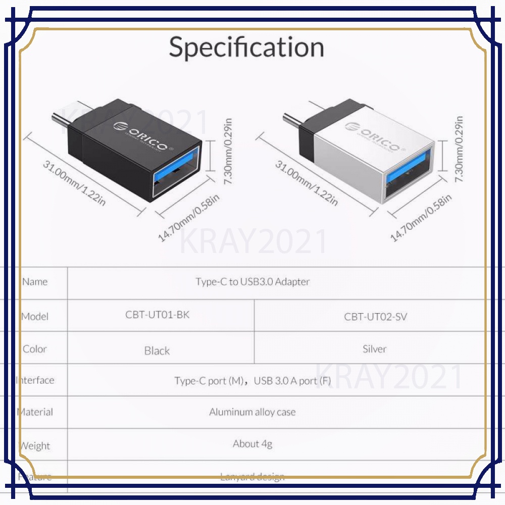 USB Type C to USB Type A 3.0 OTG Adapter Converter -CV521