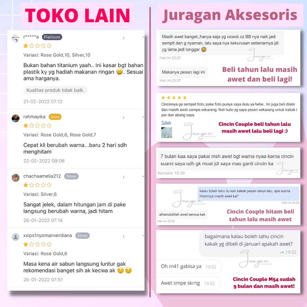 [GRATIS CETAK NAMA] Cincin Couple Romantis Ailoviu Titanium Anti Karat M118 Hadiah Tunangan Pasangan Pria Wanita Perak Platinum Paladium Emas Putih Silver Gold