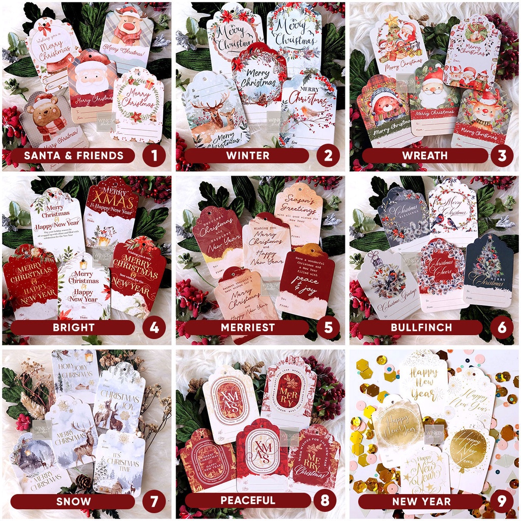 25pcs Hang Tag Natal Christmas Hangtag Kartu Ucapan Mini Xmas Label Parcel Tag Bingkisan Natal