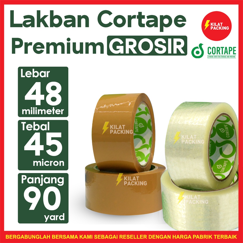 

Lakban OPP Tape / Selotip / Isolasi Cortape 48 mm x 90 yard Ekonomis Termurah Berkualitas Satuan