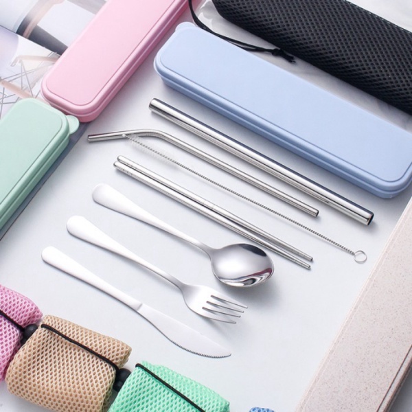 

Promo Cutlery Set Travel Alat Makan Sendok Garpu Pisau Sumpit Sikat Sedotan - Biru 8 In 1 Sarung Berkualitas