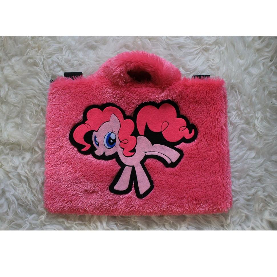 [Art. J56] Tas Laptop Pinkie Pie My Little Pony Fanta Bulu Rasfur 10-17 Inch Softcase Laptop Karakte