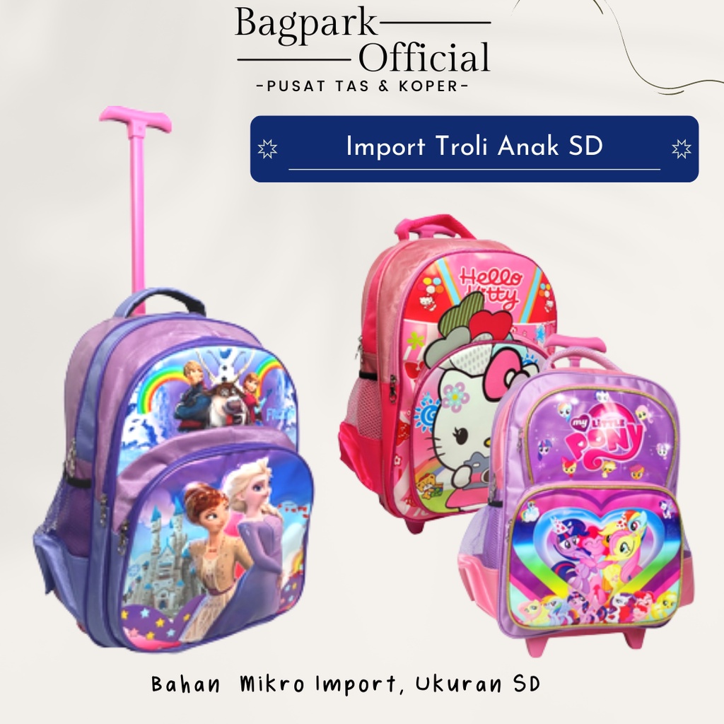 Tas Troli Anak Perempuan Troli Anak Sekolah Perempuan SD Tas Roda Anak Troli Anak Import Tas Troli Anak Hello Kitty Frozen Unicorn
