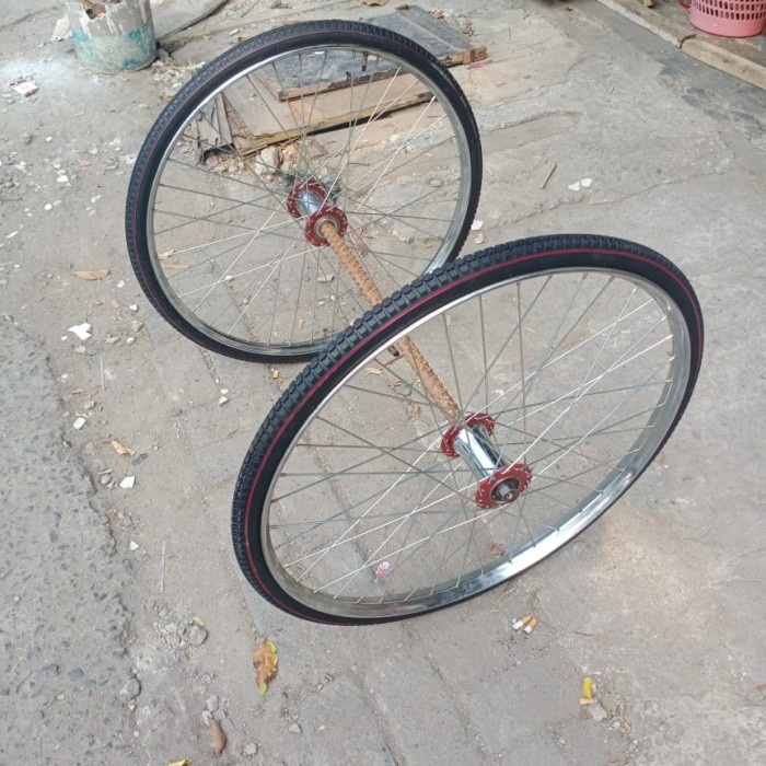 roda becak biasa roda gerobak becak 1sett