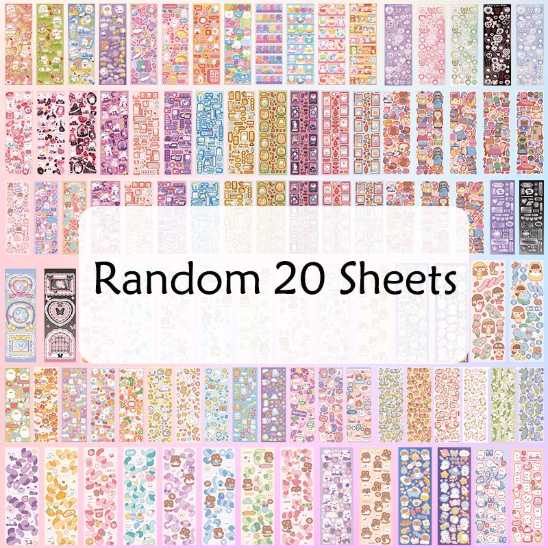 20lembar Random Kartun Glisten Sticker Board DIY Guka Sticker Set