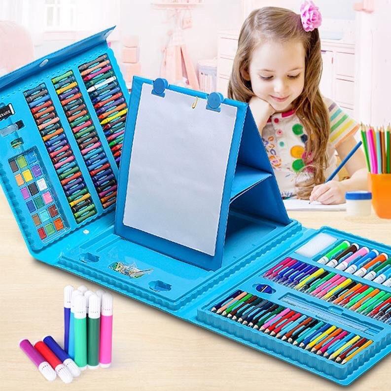 

[G-9&R ㊛) Crayon Set Drawing 208 pcs/Alat anak melukis dan mewarnai art set 208 pcs siap dikirim