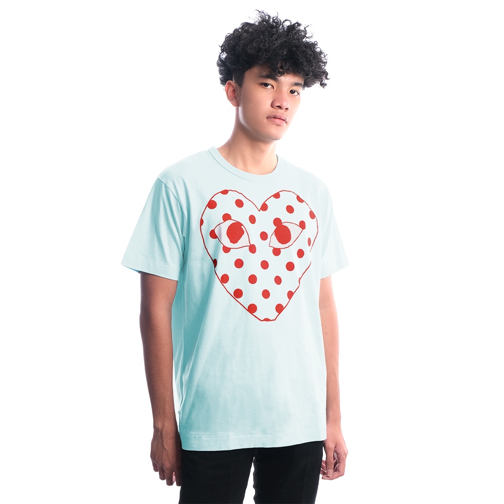 CDG Play Red Heart Polkadot T-Shirt Orange