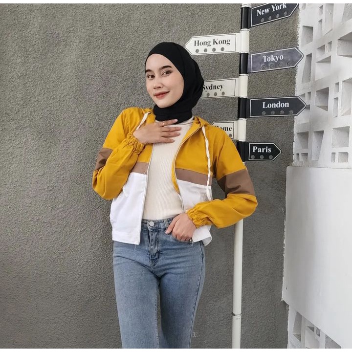 MIKE Jacket Sweater Wanita Oversize Pakian Outerwear Gaya Kasual Modern Fashion Kekinian Bahan Bbaby Kanvas