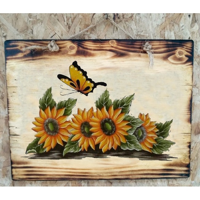 HIASAN DINDING LUKISAN BUNGA MATAHARI DEKORASI DINDING RUANG TAMU CAFE