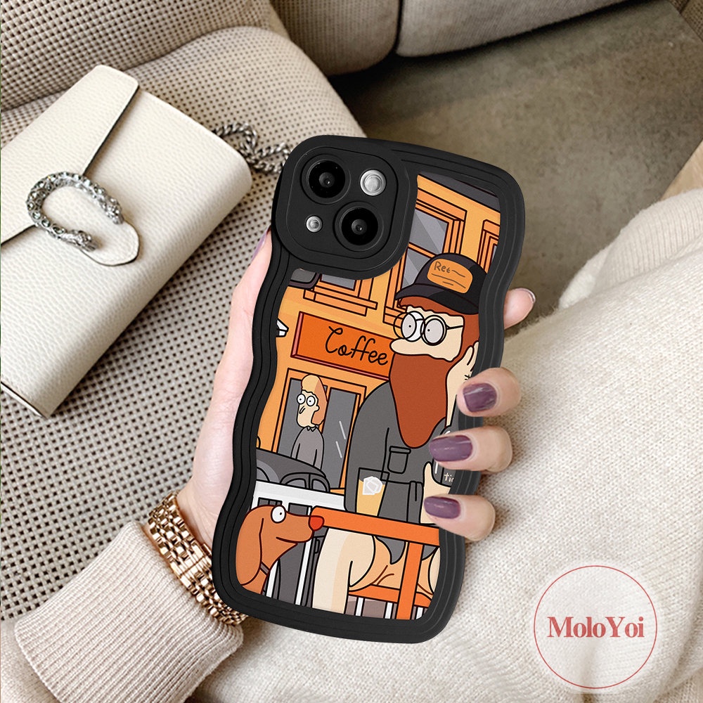 Case Pasangan Cocok Untuk iPhone 7Plus 11 13 12 14 Pro Max 8Plus 6 6s 87 Plus 14Plus XR X XS Max SE 2020 Case Fashion Retro Art Ilustrasi Tepi Bergelombang Lembut TPU Cover