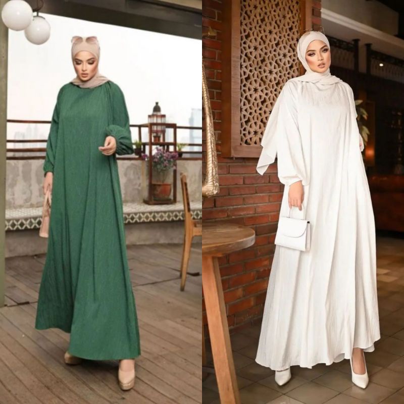 DELOZA Abaya motif bordir tekstur bahan Amunzen Crepe FreeSize max LD.120 PB.143 by Fataya Collectio