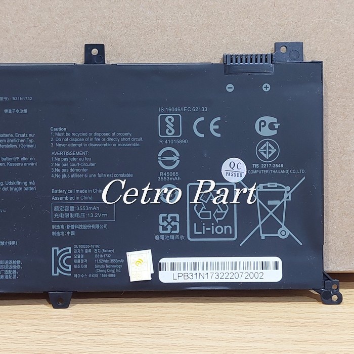 Baterai Asus VivoBook X430 X430UF K430 K430UF S430 S430FU - B31N1732