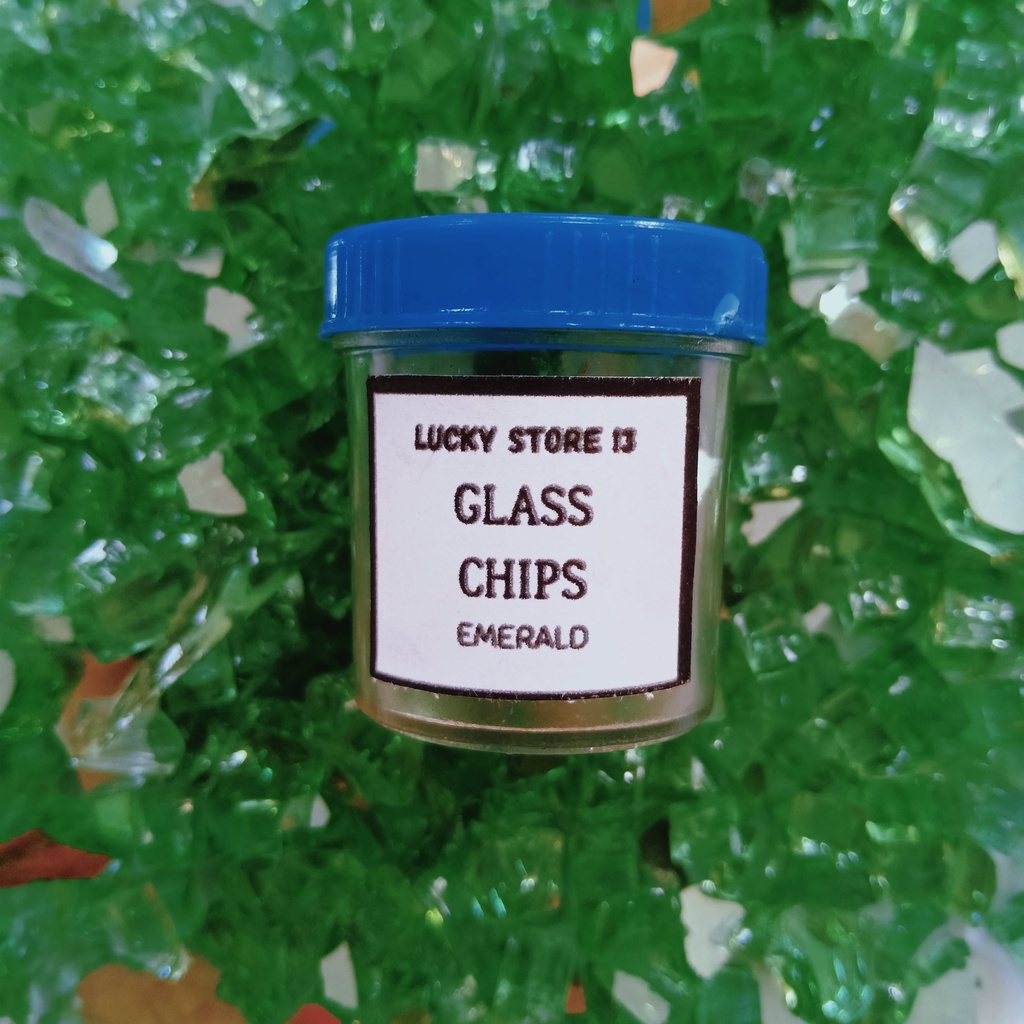 Batu Kristal Crystal Chips EMERALD GREEN 20 gram Stone Padatan Mirror Gelas Glass Hiasan Interior De