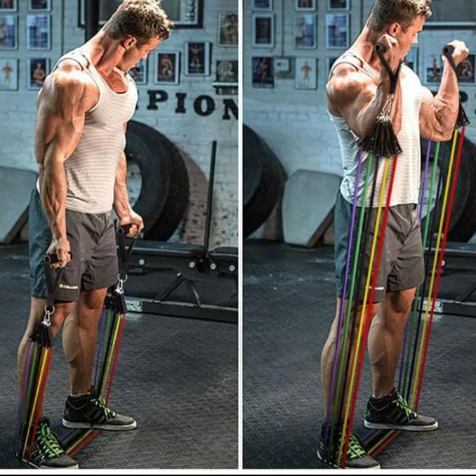 RESISTANCE BANDS TUBES SET ALAT FITNESS PORTABLE WORK OUT GYM