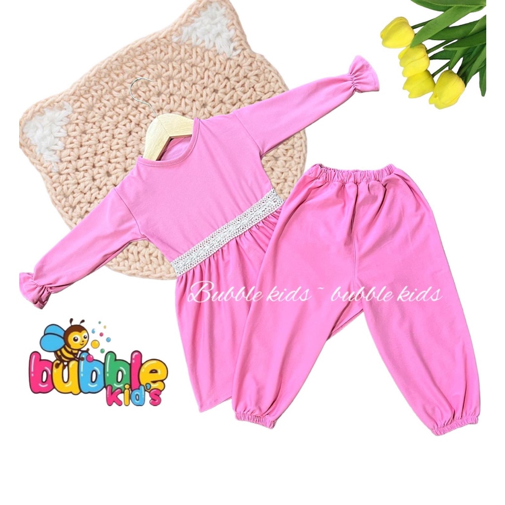 Baju Setelan Anak Perempuan jasmin mix 0-2 Tahun Katun Polos Adem Lengan panjang pink