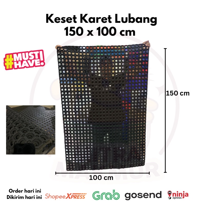 Keset Lantai Karet Lubang Anti Slip 150x100