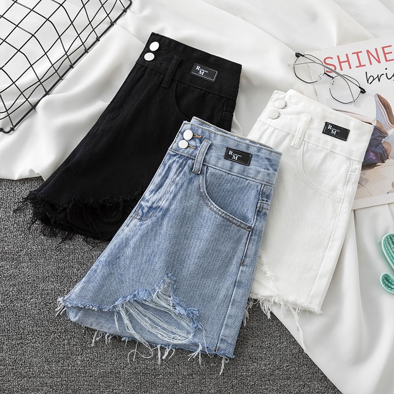 celana pendek ripped jeans wanita high waist jeans korean style dewasa short jeans sobek hotpants 2023 kekinian