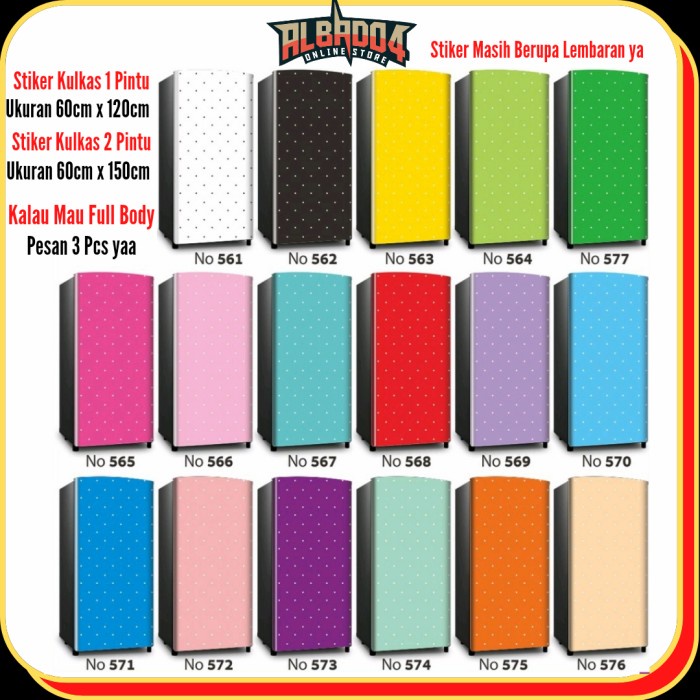 Wall Sticker Stiker Kulkas 1 Pintu Full Body Dan 2 Pintu Full Body Polkadot