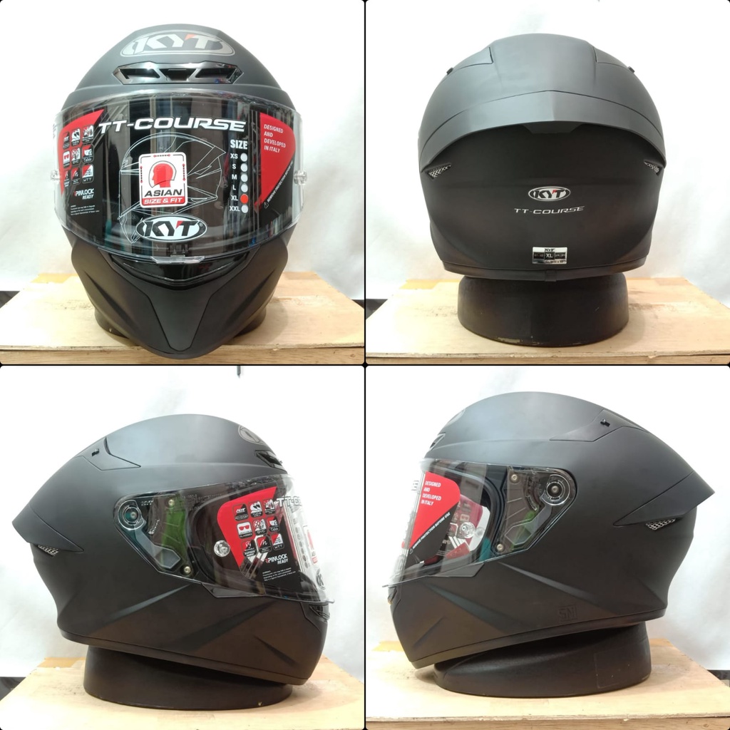 helm kyt tt course black matt / hitam doff