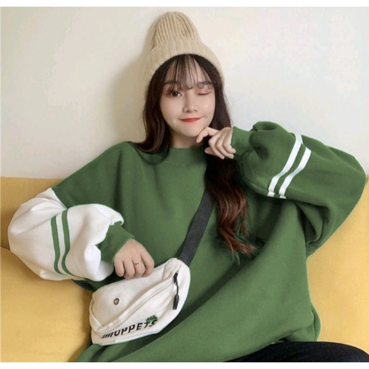 Sweater Crewneck TWO LIST Basic Atasan Outerwear Pria Wanita Oversize Kekinian Kasual Fashion Ala Korean