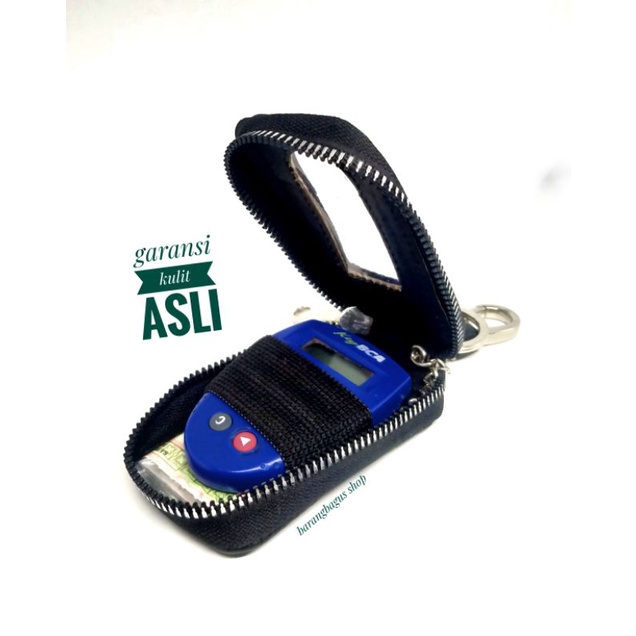 Hardcase Dompet Tempat Remote Mobil Kulit asli Gantungan kunci Logo Mitsubishi