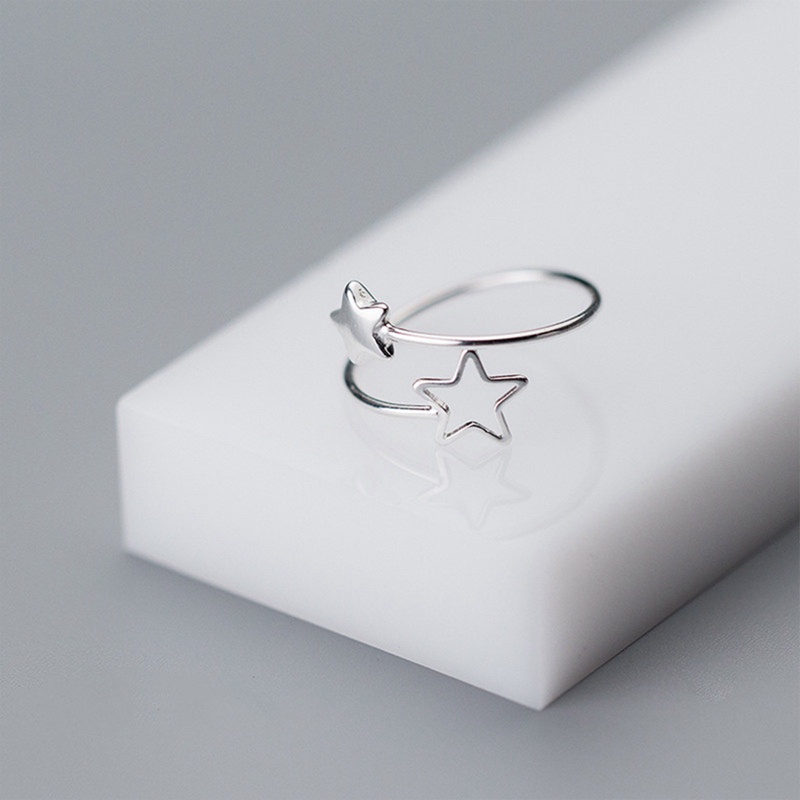 Fancyqube Cincin925 Sterling Silver Bintang Dapat Disesuaikan Untuk Fashion Wanita Pesta Perhiasan Minimalis