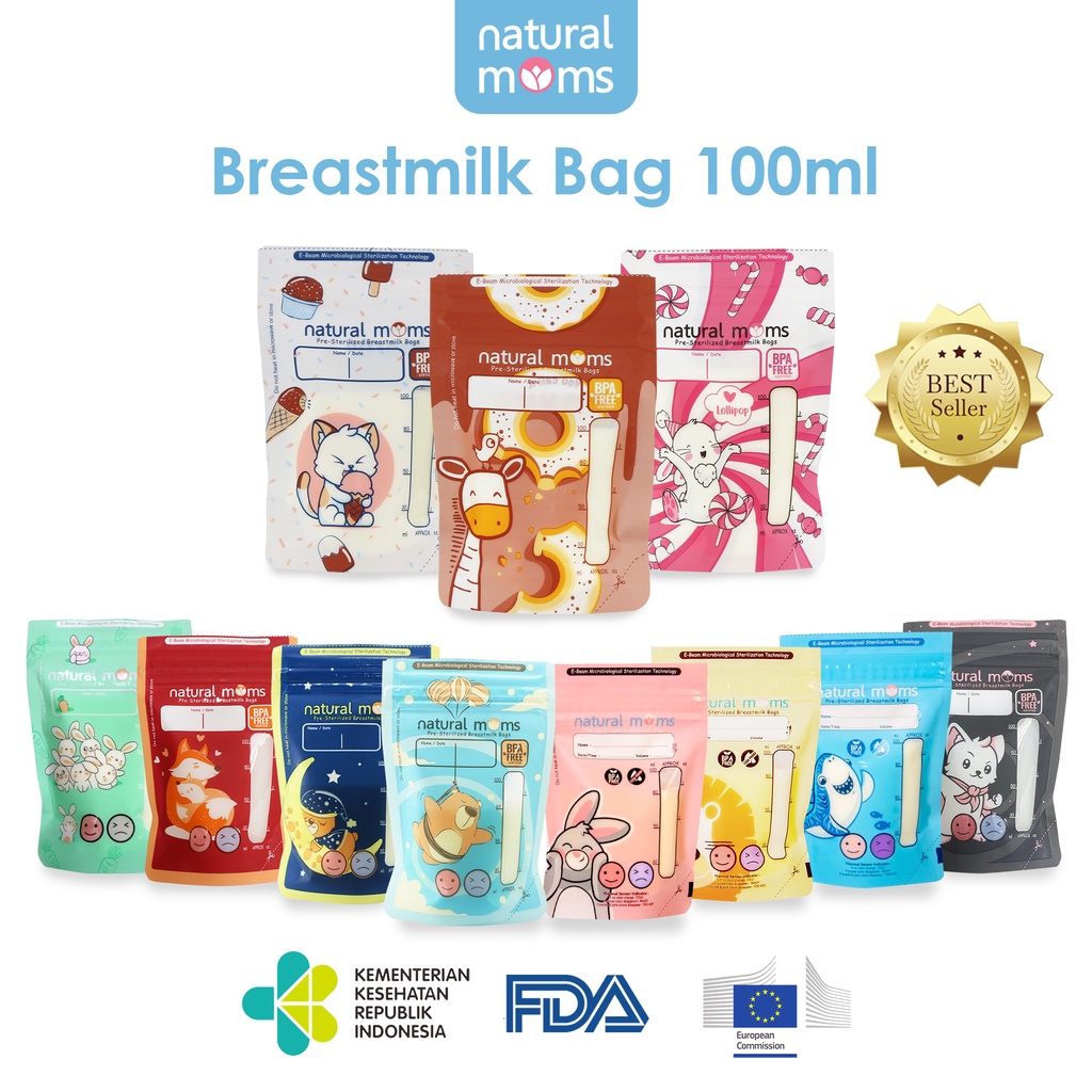 PMS83 KANTONG ASI NATURAL MOMS BREASTMILK BAG 100ml 1PACK ISI 30 KANTONG